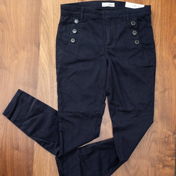 NWT Loft Button Pocket Pants - Navy Size 27/4 - Picture 1 of 5